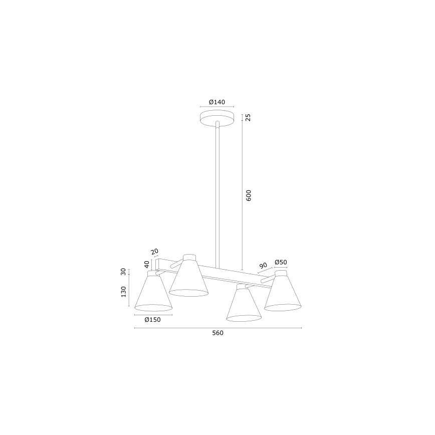 Argon 1774 - Viseći luster AVALONE 4xE27/15W/230V crna/zlatna