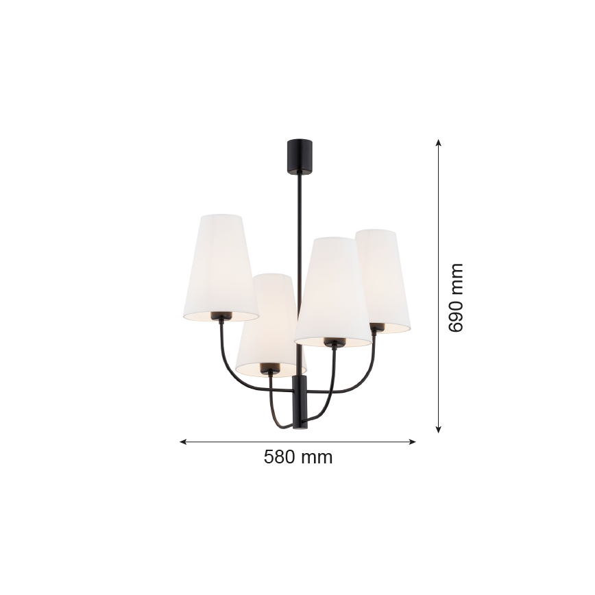 Argon 1822 - Viseći luster SAFIANO 4xE27/15W/230V crna