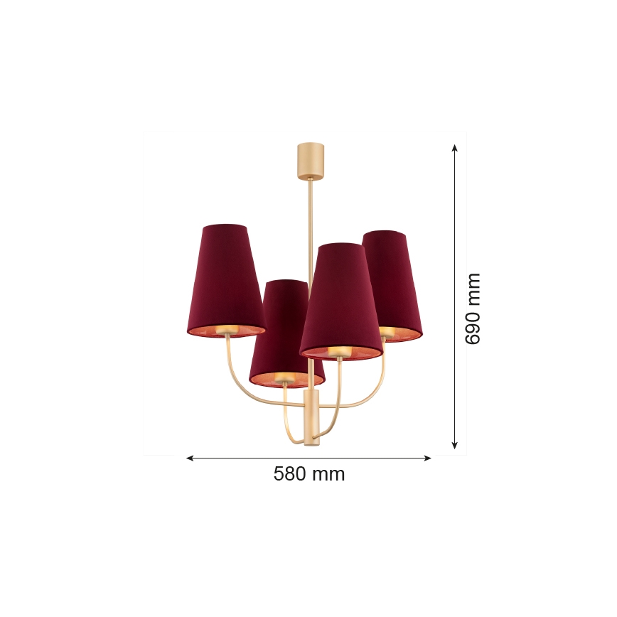 Argon 1827 - Viseći luster SAFIANO 4xE27/15W/230V boje vina