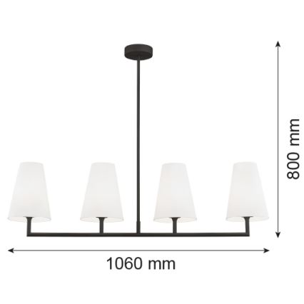 Argon 1831 - Viseći luster SAFIANO 4xE27/15W/230V crna