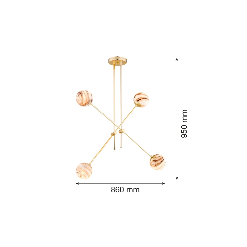 Argon 1840 - Viseći luster ABSOS 4xE14/7W/230V alabaster zlatna