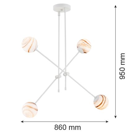 Argon 1841 - Viseći luster ABSOS 4xE14/7W/230V alabaster bijela