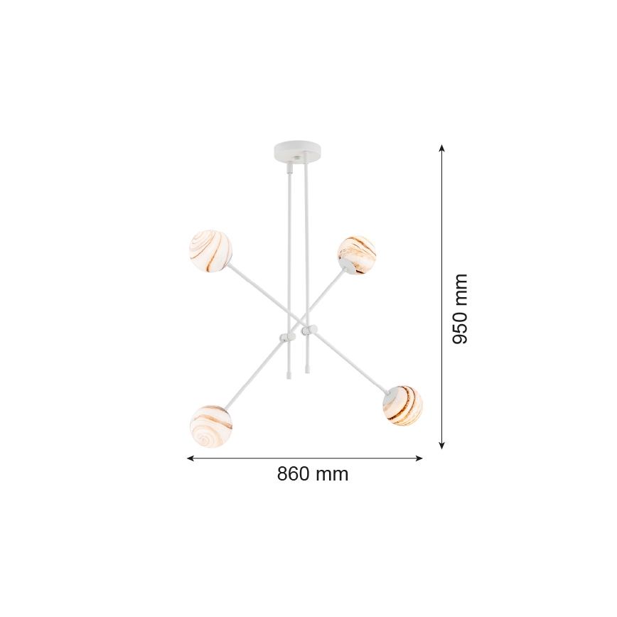 Argon 1841 - Viseći luster ABSOS 4xE14/7W/230V alabaster bijela