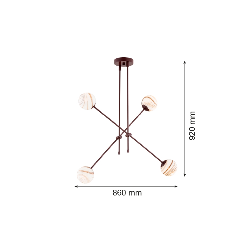 Argon 1842 - Viseći luster ABSOS 4xE14/7W/230V alabaster smeđa