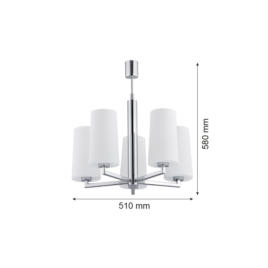 Argon 2053 - Viseći luster CAMELOT 5xE27/15W/230V sjajni krom