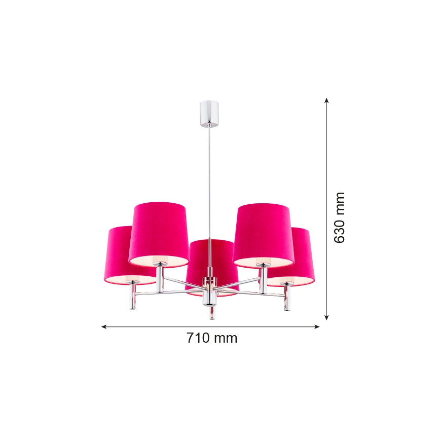 Argon 2075 - Viseći luster BOLZANO 5xE27/15W/230V  ružičasta