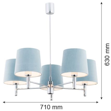 Argon 2076 - Viseći luster BOLZANO 5xE27/15W/230V siva