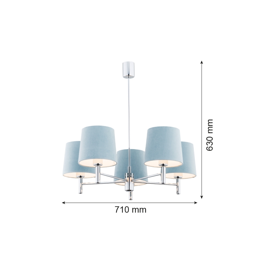 Argon 2076 - Viseći luster BOLZANO 5xE27/15W/230V siva