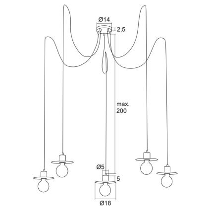 Argon 2079 - Luster na sajli CORSO 5xE27/15W/230V pauk sjajni krom