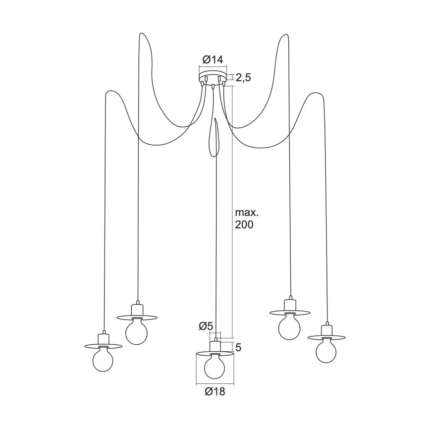 Argon 2079 - Luster na sajli CORSO 5xE27/15W/230V pauk sjajni krom