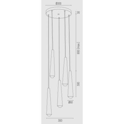 Argon 2103 - Luster na sajli HOLLYWOOD 5xE14/7W/230V crna