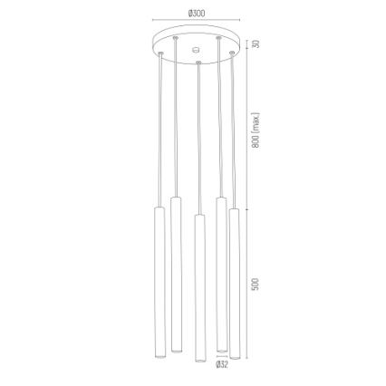 Argon 2109 - LED luster na sajli SICILIA 5xLED/4,5W/230V