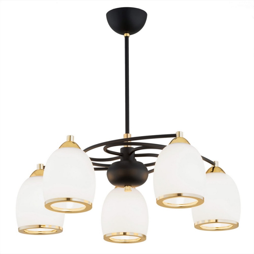 Argon 2115 - Viseći luster AVILA PLUS 5xE27/15W/230V crna/zlatna/bijela