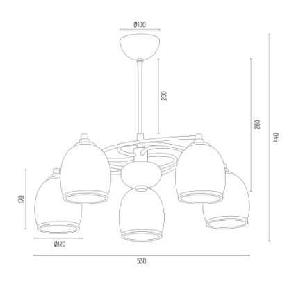 Argon 2115 - Viseći luster AVILA PLUS 5xE27/15W/230V crna/zlatna/bijela