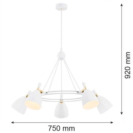 Argon 2117 - Viseći luster CHARLOTTE 5xE27/15W/230V bijela/zlatna