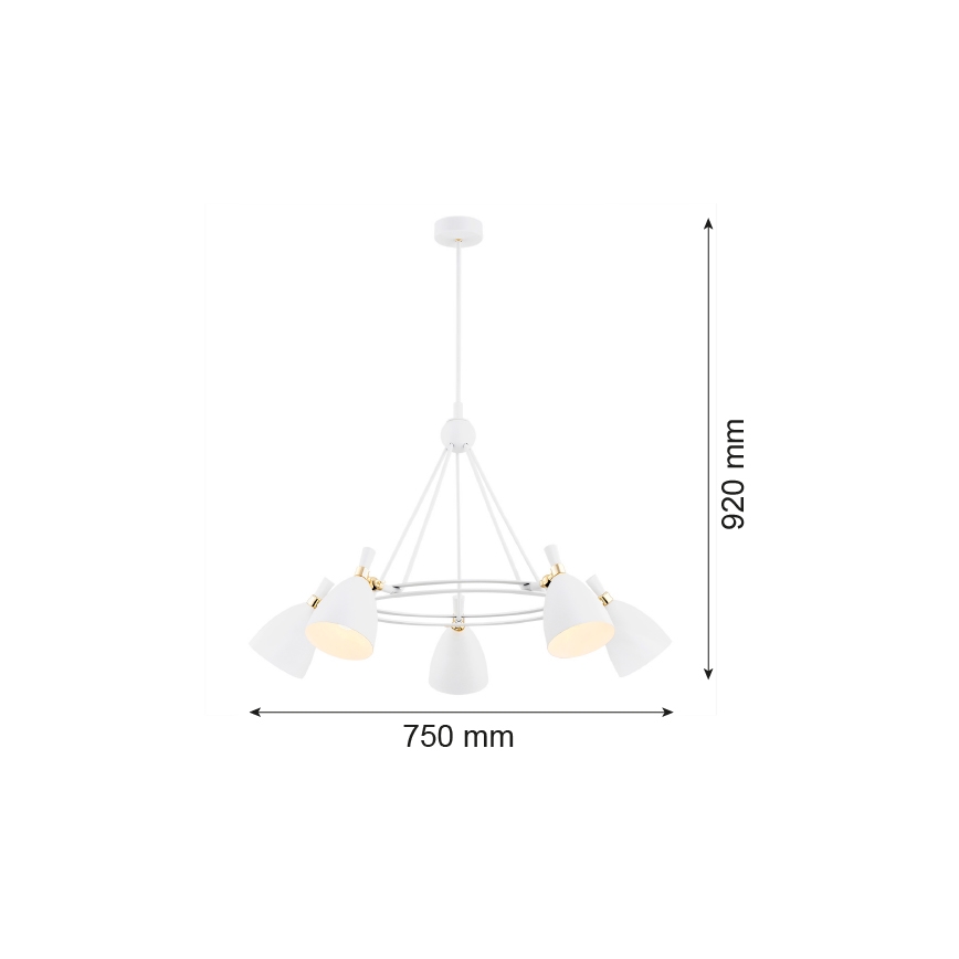 Argon 2117 - Viseći luster CHARLOTTE 5xE27/15W/230V bijela/zlatna