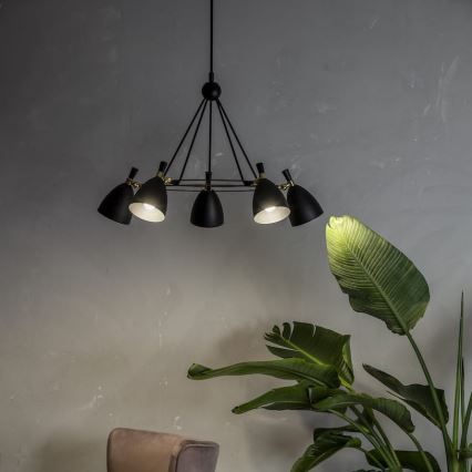 Argon 2118 - Viseći luster CHARLOTTE 5xE27/15W/230V crna/zlatna