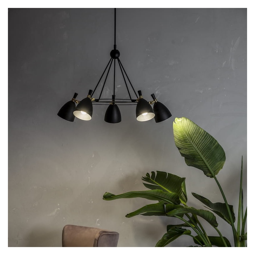 Argon 2118 - Viseći luster CHARLOTTE 5xE27/15W/230V crna/zlatna
