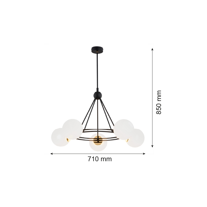 Argon 2119 - Viseći luster AMALFI 5xE27/15W/230V crna/bijela