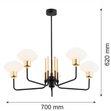 Argon 2128 - Viseći luster RAVELLO 5xE14/15W/230V crna/zlatna