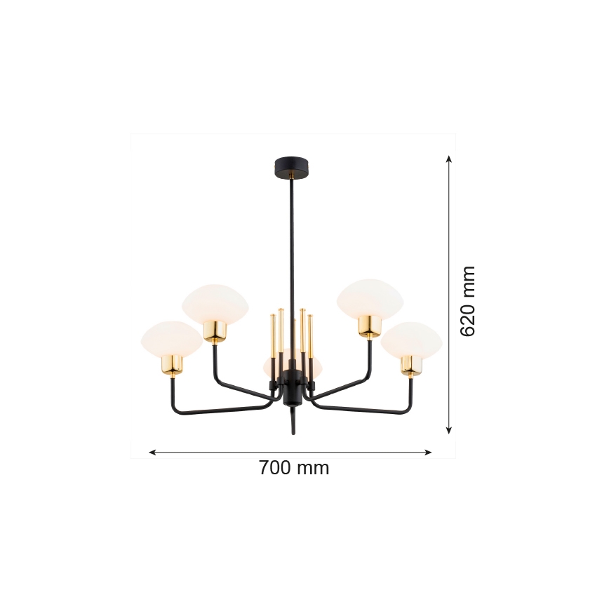 Argon 2128 - Viseći luster RAVELLO 5xE14/15W/230V crna/zlatna