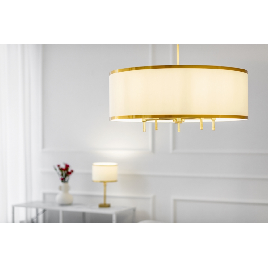 Argon 2132 - Viseći luster ABBANO 5xE14/7W/230V mesing/bijela