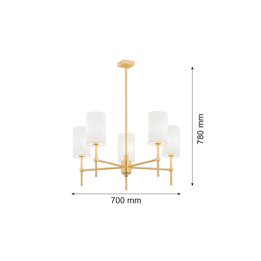 Argon 2134 - Viseći luster ABRUZZO 5xE14/15W/230V mesing/bijela