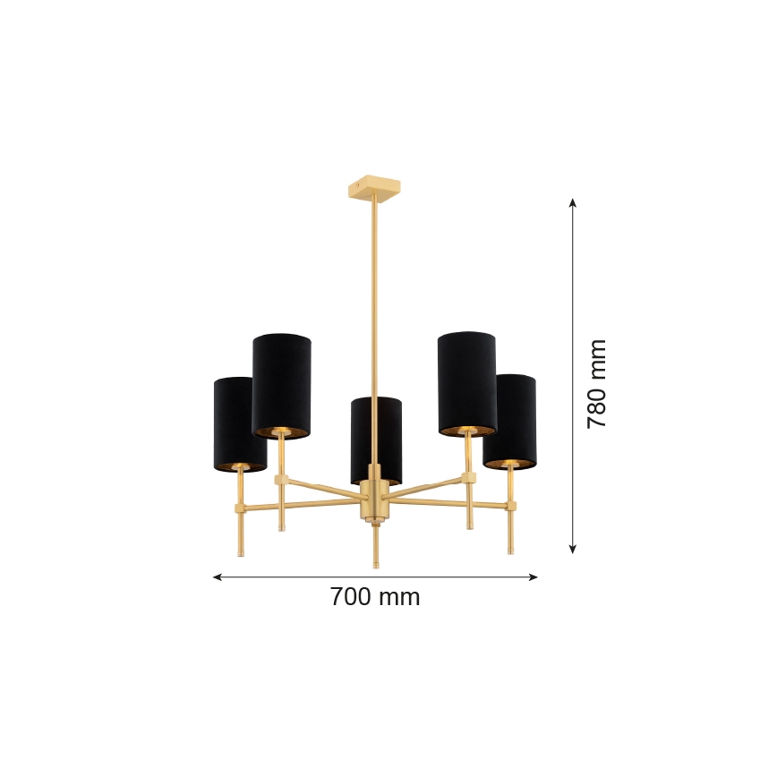 Argon 2135 - Viseći luster ABRUZZO 5xE14/7W/230V mesing/crna