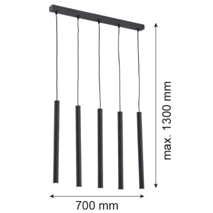 Argon 2137 - Luster na užetu ETNA 5xG9/6W/230V crna
