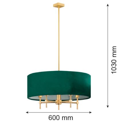 Argon 2146 - Viseći luster ABBANO 5xE14/7W/230V mesing/zelena