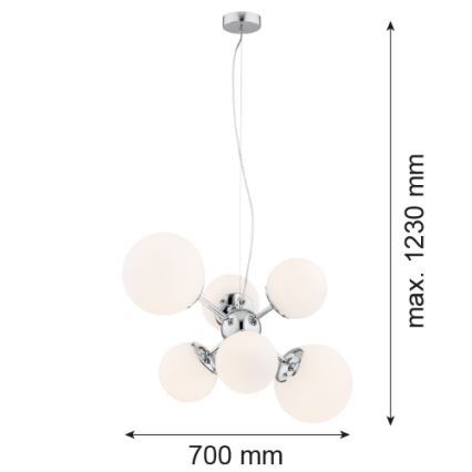 Argon 2531 - Luster na sajli SATELITE 6xE27/15W/230V sjajni krom
