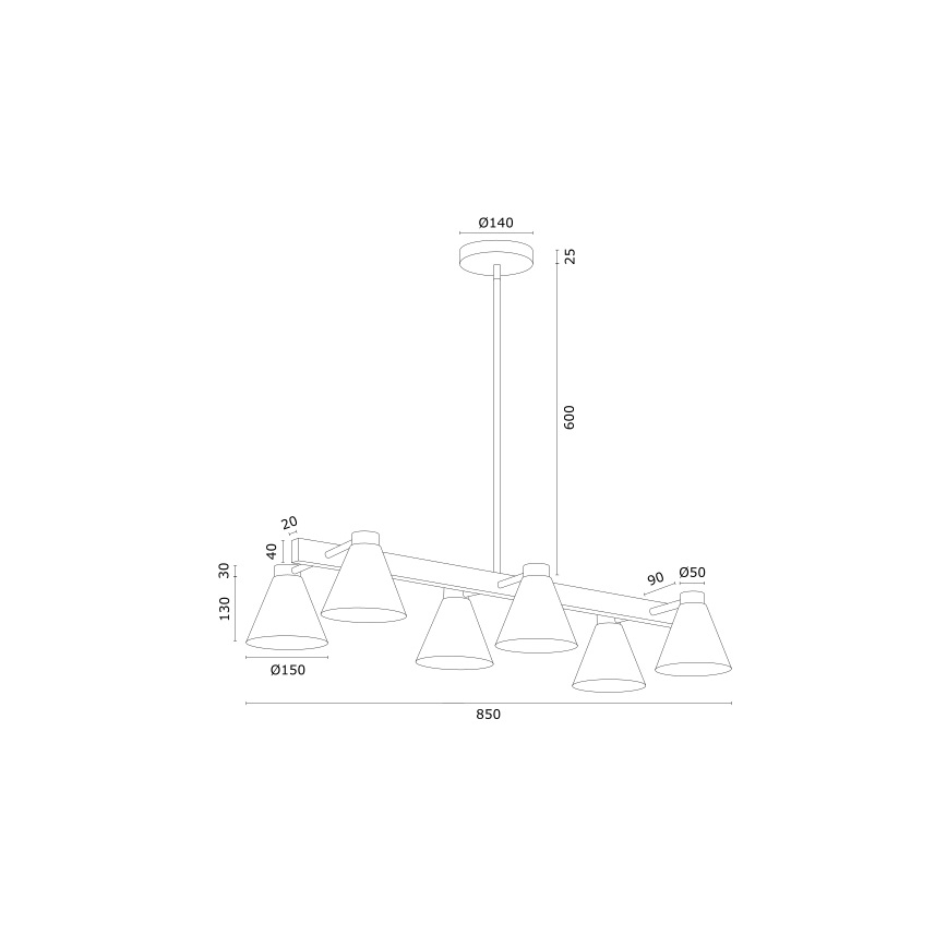 Argon 2551 - Viseći luster AVALONE 6xE27/15W/230V bijela/zlatna