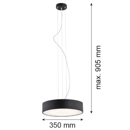 Argon 3350 - Luster DARLING 1xLED/30W/230V pr. 40 cm crna
