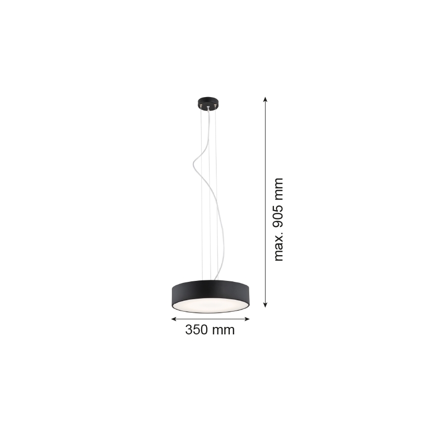 Argon 3350 - Luster DARLING 1xLED/30W/230V pr. 40 cm crna