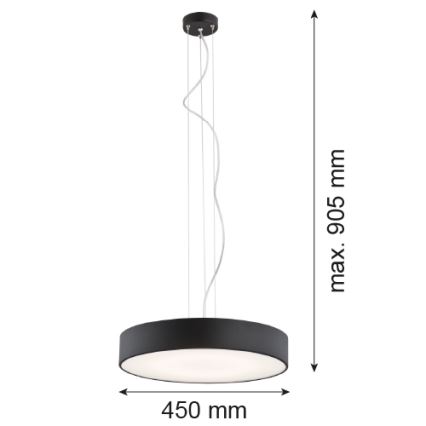 Argon 3352 - Luster DARLING 1xLED/35W/230V pr. 45 cm crna