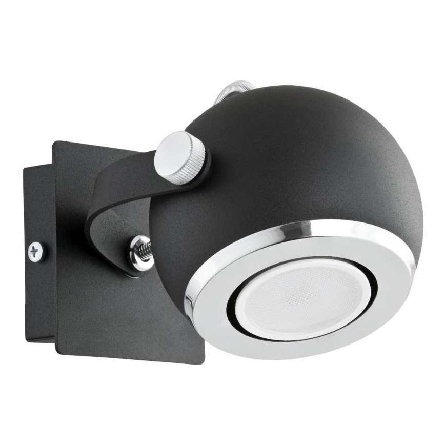 Argon 3638 - Zidna reflektorska svjetiljka KOS 1xGU10/5W/230V crna/sjajni krom