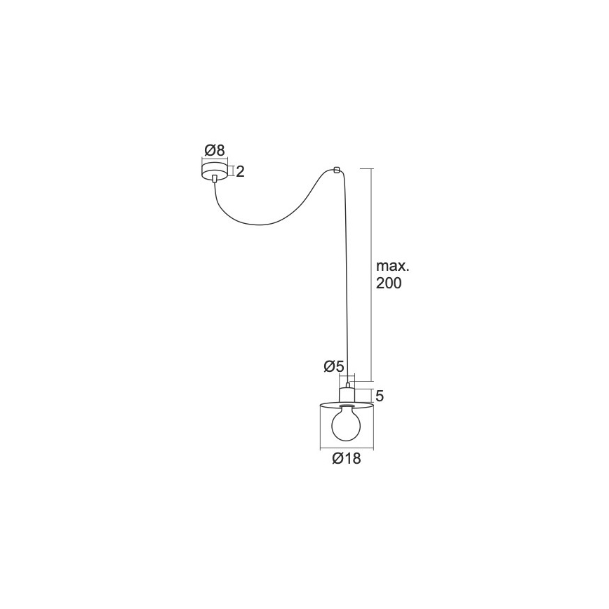Argon 3835 - Luster na sajli CORSO 1xE27/15W/230V crna