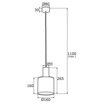 Argon 4248 - Luster na sajli HERMAN 1xE27/15W/230V mesing/crna