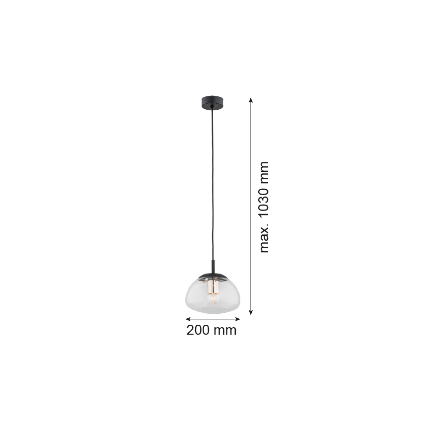 Argon 4331 - Luster na sajli TRINI 1xE27/15W/230V pr. 20 cm crna