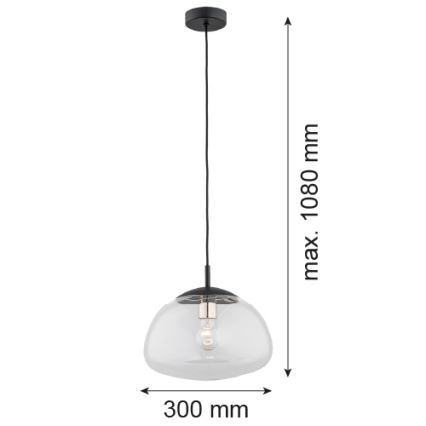 Argon 4332 - Luster na sajli TRINI 1xE27/15W/230V pr. 30 cm crna