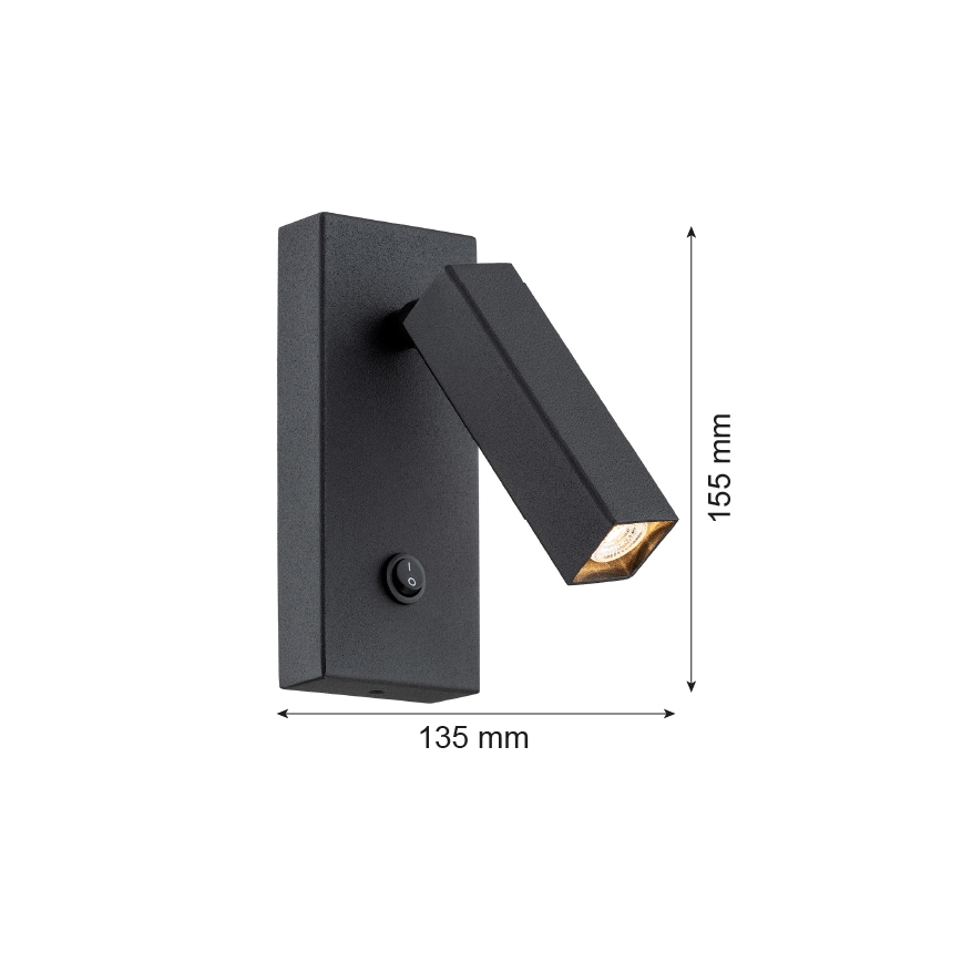 Argon 4723 - Zidna reflektorska svjetiljka ROCK 1xG9/6W/230V crna