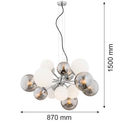 Argon 5020 - Luster na sajli SATELITE 15xE27/15W/230V sjajni krom/bijela