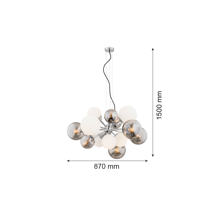 Argon 5020 - Luster na sajli SATELITE 15xE27/15W/230V sjajni krom/bijela