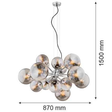 Argon 5022 - Luster na sajli SATELITE 15xE27/15W/230V sjajni krom