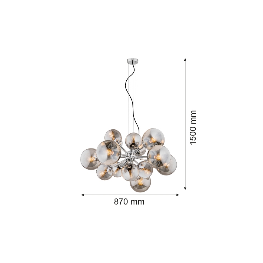 Argon 5022 - Luster na sajli SATELITE 15xE27/15W/230V sjajni krom