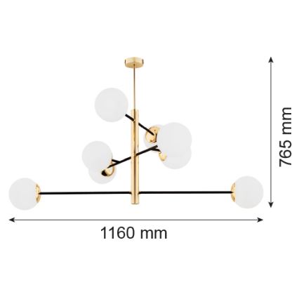 Argon 5041 - Viseći luster CAMERON 8xE27/15W/230V mesing/crna