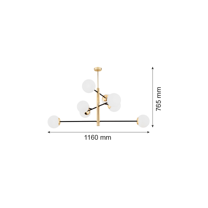 Argon 5041 - Viseći luster CAMERON 8xE27/15W/230V mesing/crna