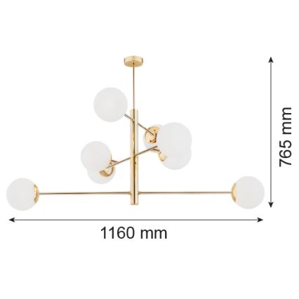 Argon 5043 - Viseći luster CAMERON 8xE27/15W/230V mesing