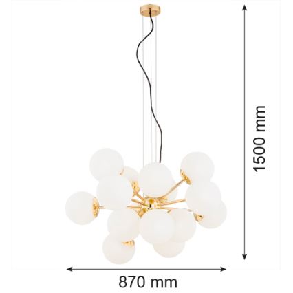 Argon 5048 - Luster na sajli SATELITE PLUS 15xE27/15W/230V zlatna