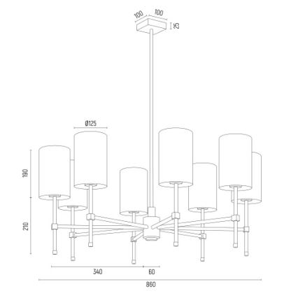 Argon 5051 - Viseći luster ABRUZZO 8xE14/15W/230V mesing/bijela